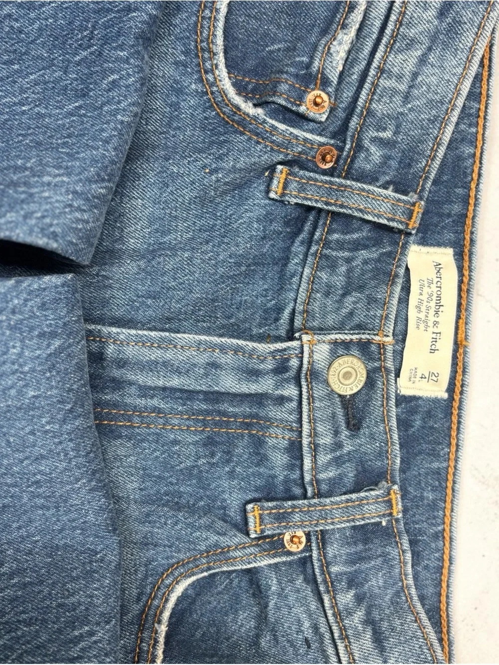 Abercrombie & Fitch Light Blue High-Rise Distressed Jeans